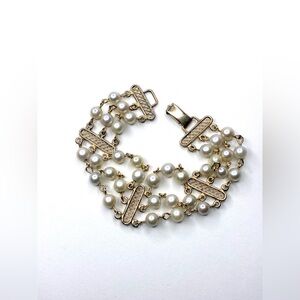 1/20 12K GF Yellow Gold Filled Faux Pearl 7” Inch Bracelet